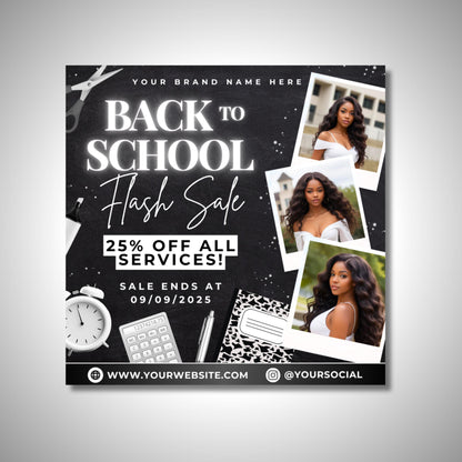 4X Back to School Beauty Flyer, DIY Flyer Template Design, School Hair Specials Flyer, Back 2 School Bookings, Premade BNW Raffle Giveaway