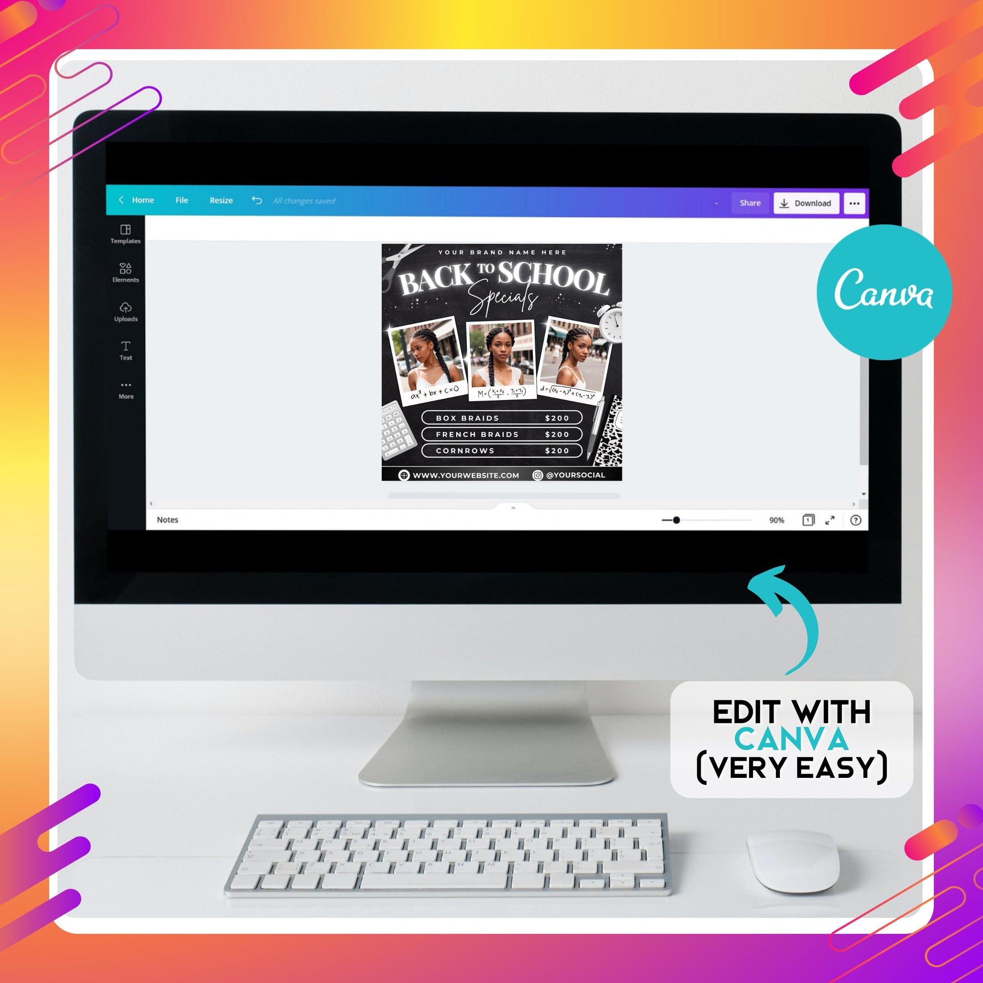 4X Back to School Beauty Flyer, DIY Flyer Template Design, School Hair Specials Flyer, Back 2 School Bookings, Premade BNW Raffle Giveaway