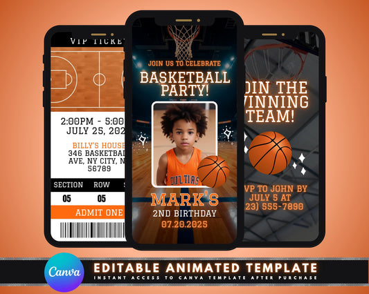 Basketball Party
Animated Invite
Digital Invite
Birthday Invitation
Sports Party
Basketball Birthday
VIP Ticket
Editable Template
Kids Birthday
Boy Birthday
Game Day
Electronic Invite
Instant Download
Party Invitation
Orange Black
Hoops Party
Basketball Fan