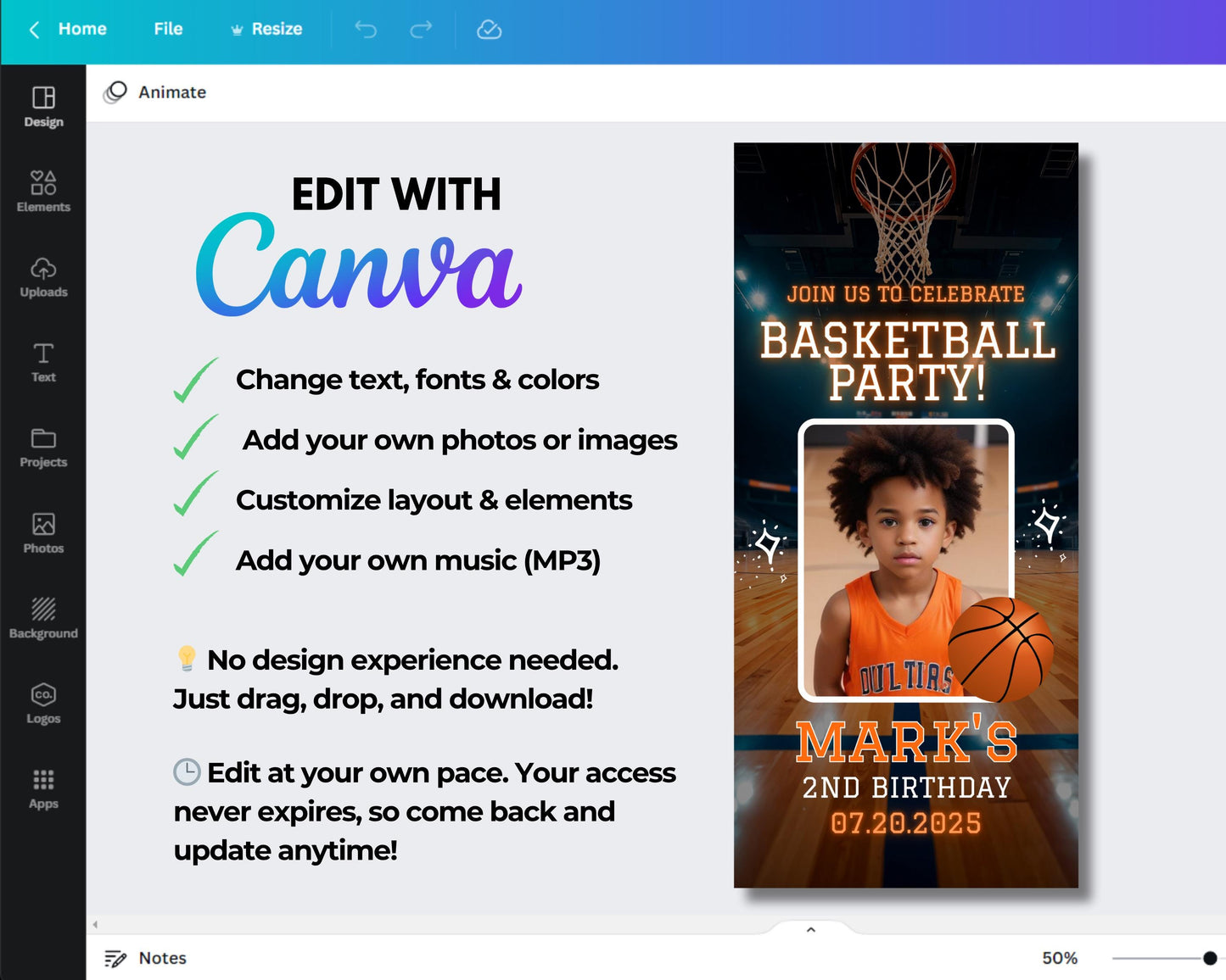 basketball party
animated invite
digital invite
birthday invitation
sports party
basketball birthday
vip ticket
editable template
kids birthday
boy birthday
game day
electronic invite
instant download
party invitation
orange black
hoops party
basketball fan