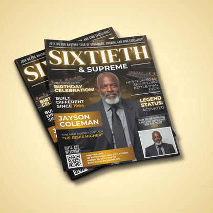 Men&#39;s Birthday
Magazine Invite
60th Birthday
Digital Invite
Editable Template
Milestone Birthday
Adult Party
Birthday Dinner
Legend Status
For Him
Black and Gold
Celebration
King Excellence
Editable Men&#39;s Magazine 60th Birthday Dinner Invite Template
Front Page Energy Birthday Celebration Flyer
Birthday Invite for Dad Grandfather Husband