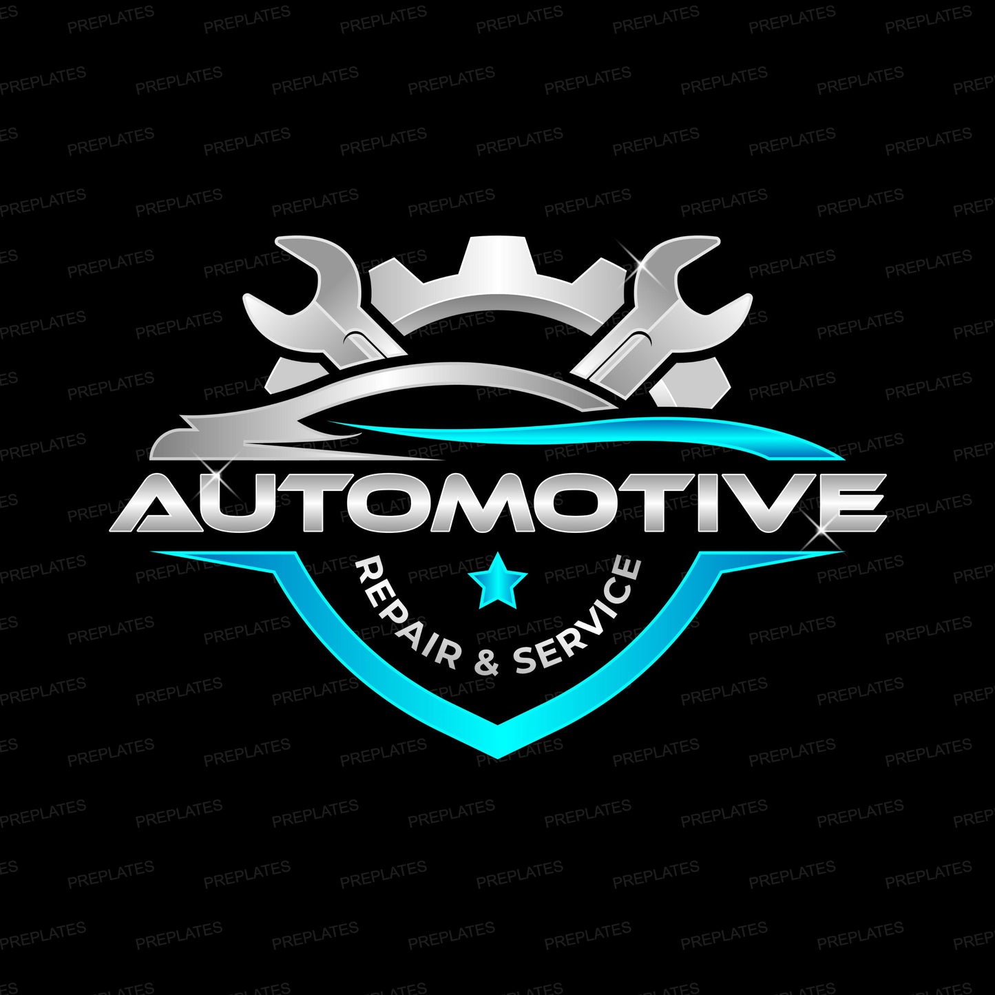 automotive logo, diy logo design template, blue car repair & service logo, auto shop repair mechanic logo, premade vehicle repair business