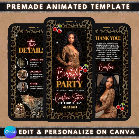 Animated Invite
Leopard Print
Birthday Invitation
Digital Invite
Video Invitation
Adult Birthday
Glam Party
Editable Template
Animal Print
Electronic Invite
Instant Download
Thank You Note
30th Birthday
Women&#39;s Party
Safari Party
Wild Party
Animated Leopard Print Birthday Invitation Template
Digital Animal Print Birthday Video Invite for Her
Editable Leopard Theme 30th Birthday Party Invitation
Customizable Fierce Leopard Birthday Invite for Adults