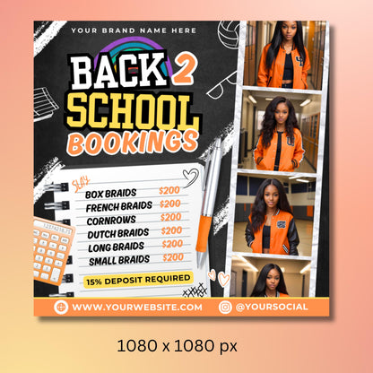 back to school flyer  
back to school hair flyer  
back 2 school flyer  
booking flyer  
diy canva template  
hair stylist flyer  
editable braid flyer  
salon booking flyer  
beauty flyer template  
flash sale flyer  
raffle flyer template  
hair promo flyer  
canva flyer for braiders
