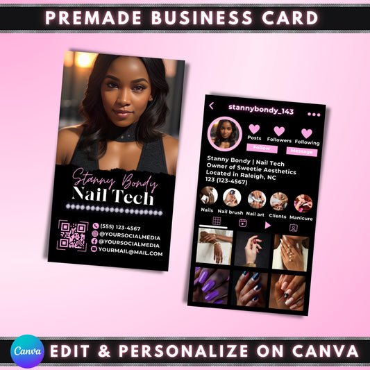 Nail Tech Card
Business Card
Instagram Card
Canva Template
Digital Download
QR Code Card
DIY Business Card
Vertical Card
Beauty Business
Salon Card
Editable Card
Custom Card
Social Media Card