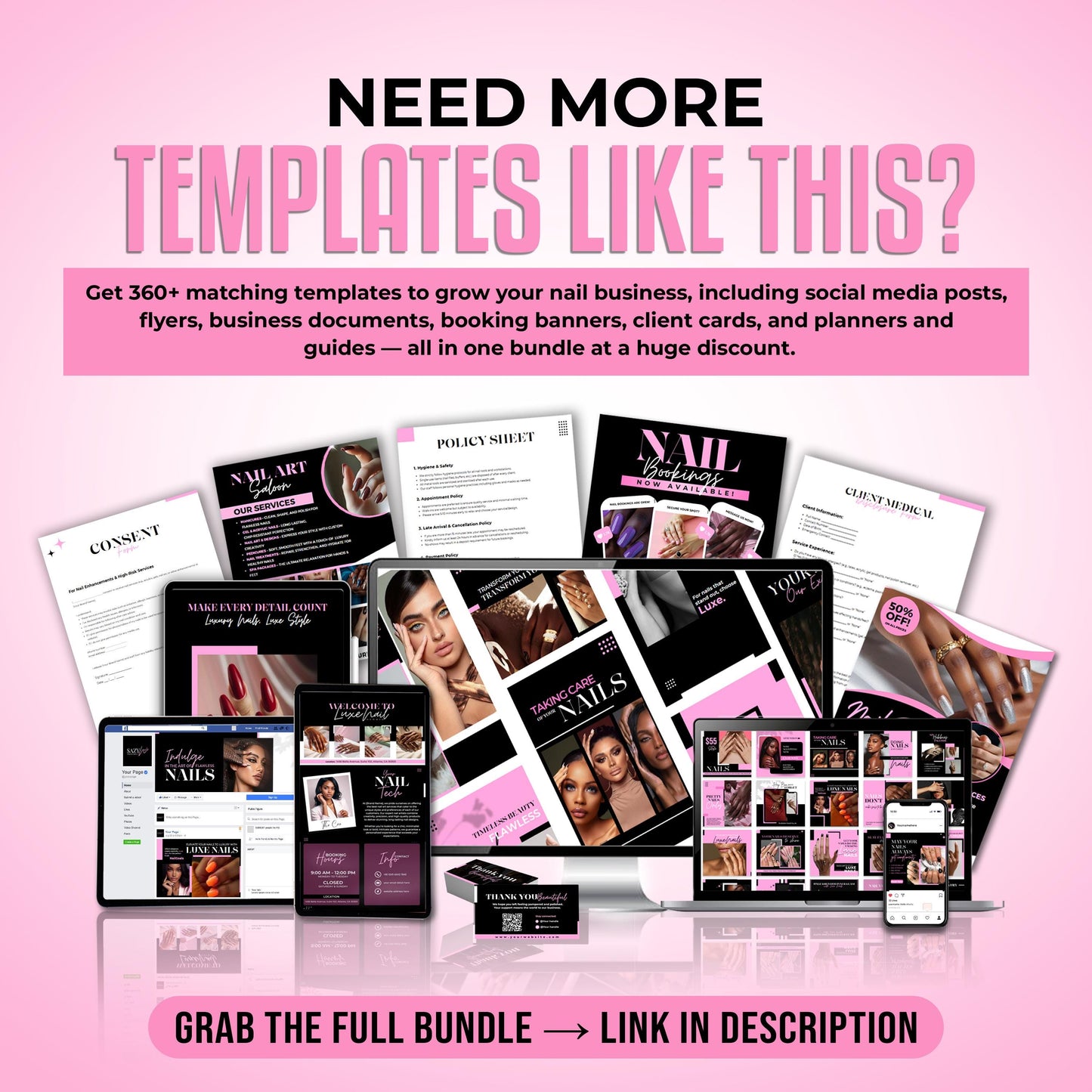 nail tech instagram business card, diy canva template, qr code beauty business call card, nail tech contact card, nail artist business card