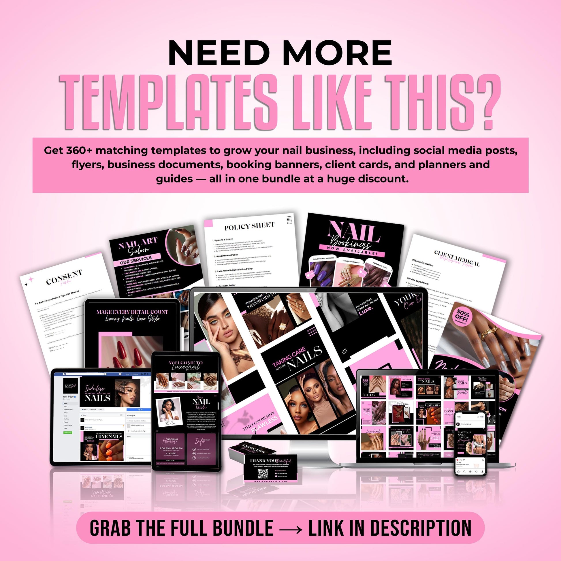 Nail Tech Instagram Business Card, DIY Canva Template, QR Code Beauty Business Call Card, Nail Tech Contact Card, Nail Artist Business Card