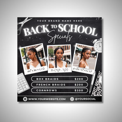4X Back to School Beauty Flyer, DIY Flyer Template Design, School Hair Specials Flyer, Back 2 School Bookings, Premade BNW Raffle Giveaway