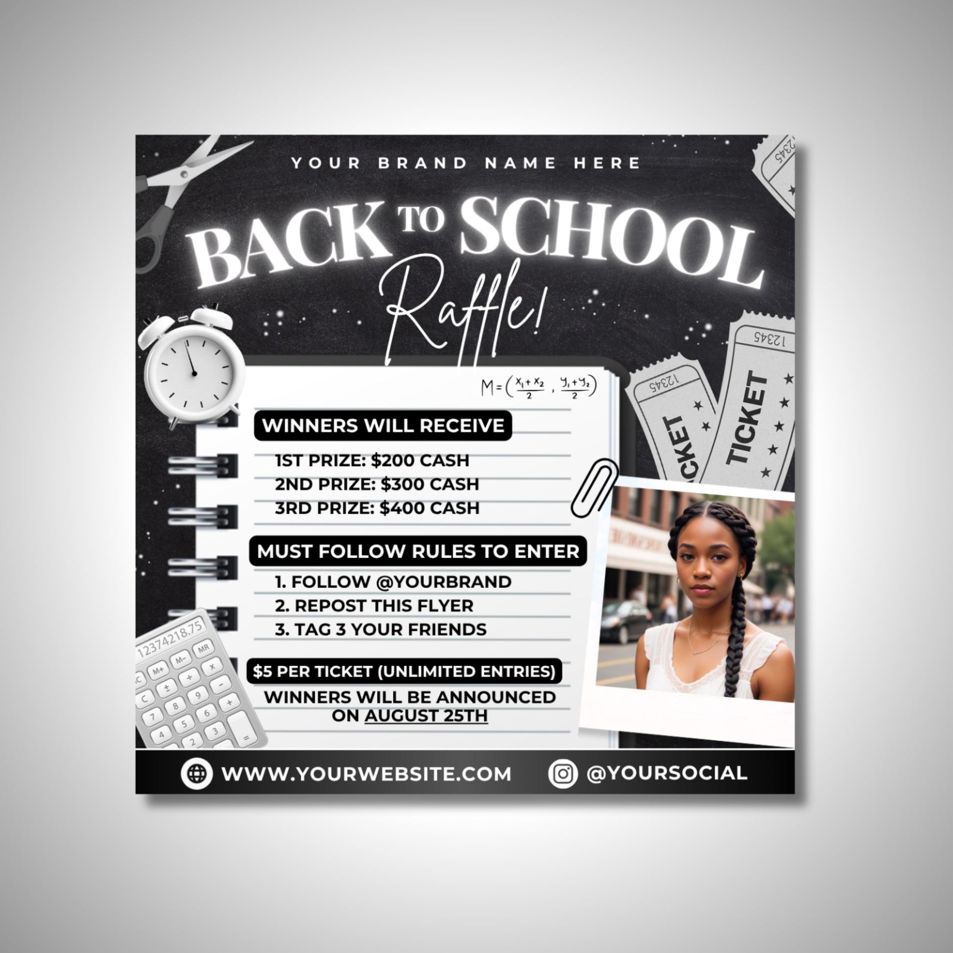 4X Back to School Beauty Flyer, DIY Flyer Template Design, School Hair Specials Flyer, Back 2 School Bookings, Premade BNW Raffle Giveaway