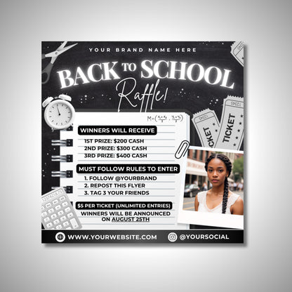 4X Back to School Beauty Flyer, DIY Flyer Template Design, School Hair Specials Flyer, Back 2 School Bookings, Premade BNW Raffle Giveaway