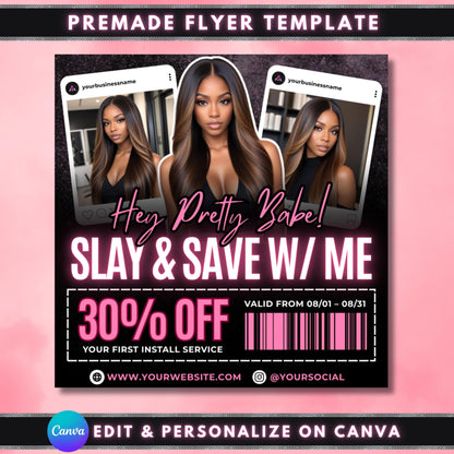 hair install flyer  
booking flyer template  
salon discount flyer  
canva beauty flyer  
editable hair flyer  
promo flyer for salon  
hair extension flyer  
beauty service flyer  
barcoded flyer template  
canva discount flyer  
hair service flyer  
editable promo flyer  
30 off flyer