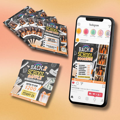 4X Back to School Beauty Flyer, DIY Flyer Template Design, School Hair Specials Flyer, Back 2 School Bookings, Premade Sale Raffle Giveaway