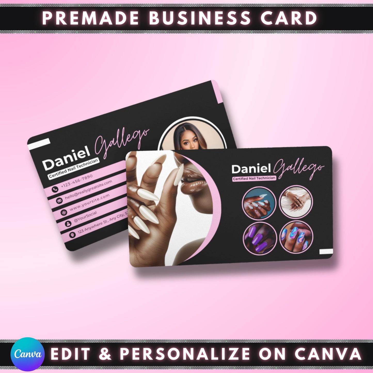 nail tech card
business card
canva template
nail technician
instagram card
beauty card
diy business
nail salon card
editable card
nail artist
lash tech card
hair business
makeup artist