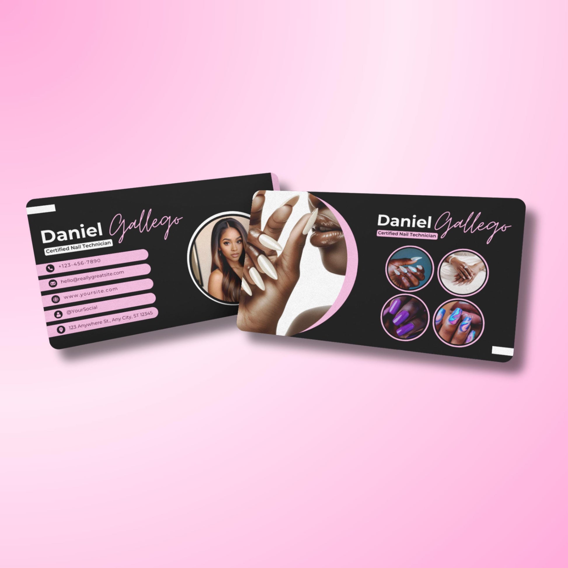 Nail Tech Business Card, Nail Technician Instagram Card, Beauty Business Card, DIY Canva Template, Nail Salon Card, Nail Artist Call Card