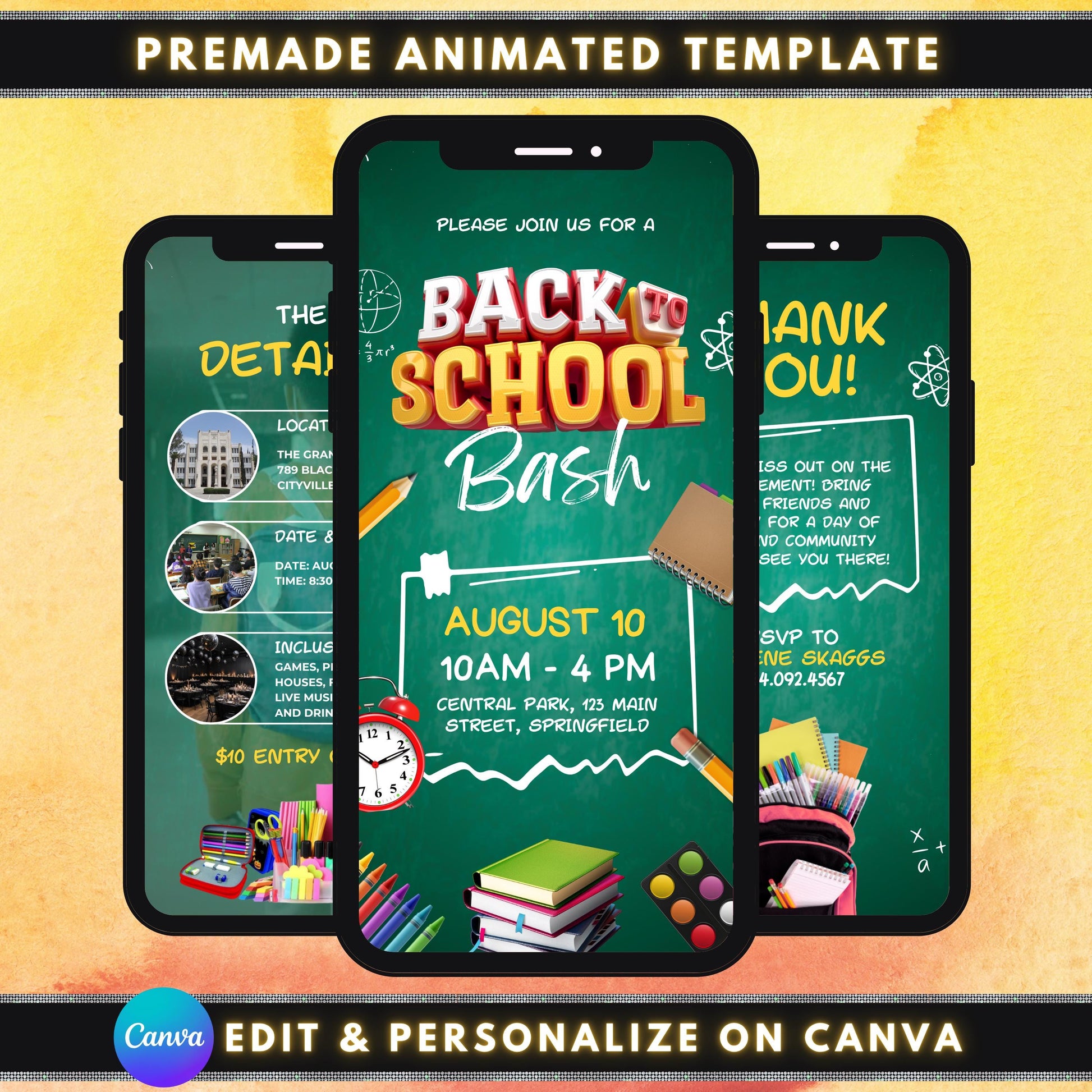 Back to School
Animated Invite
School Bash
Video Invitation
Digital Invite
Editable Template
School Event
Community Party
Instant Download
Chalkboard Theme
Kids Party
Fundraiser Invite
Thank You Note
Animated Back to School Bash Video Invitation Template
Digital School Event Animated Party Invite Editable
Customizable Back 2 School Fun Day Video Invitation
Back to School Bash with Games Prizes Bounce House Invite