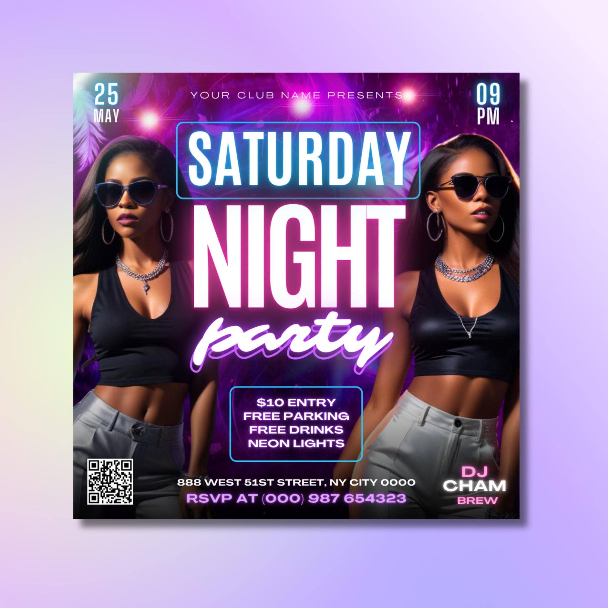 Party
Club
Nightclub
Sunday
Funday
DJ
Music
Dance
Ladies Night
Drinks
Entertainment
July
Flyer
Template
Event
Modern
Neon
Tropical
Diamonds
Palm Trees
QR Code
Nightlife
Special Guests
Promotion
Advertisement
Weekend
Get Together
Celebration
Invitation
Discount
Free Entry (for ladies)
Drink Specials
Website
Social Media
Urban
Entertainment Night
Music Event
Dance Party
Sunday Night
Summer Vibes
Tropical Night
Event Poster
Party Invitation
Club Promo
Music Flyer
Dance Music