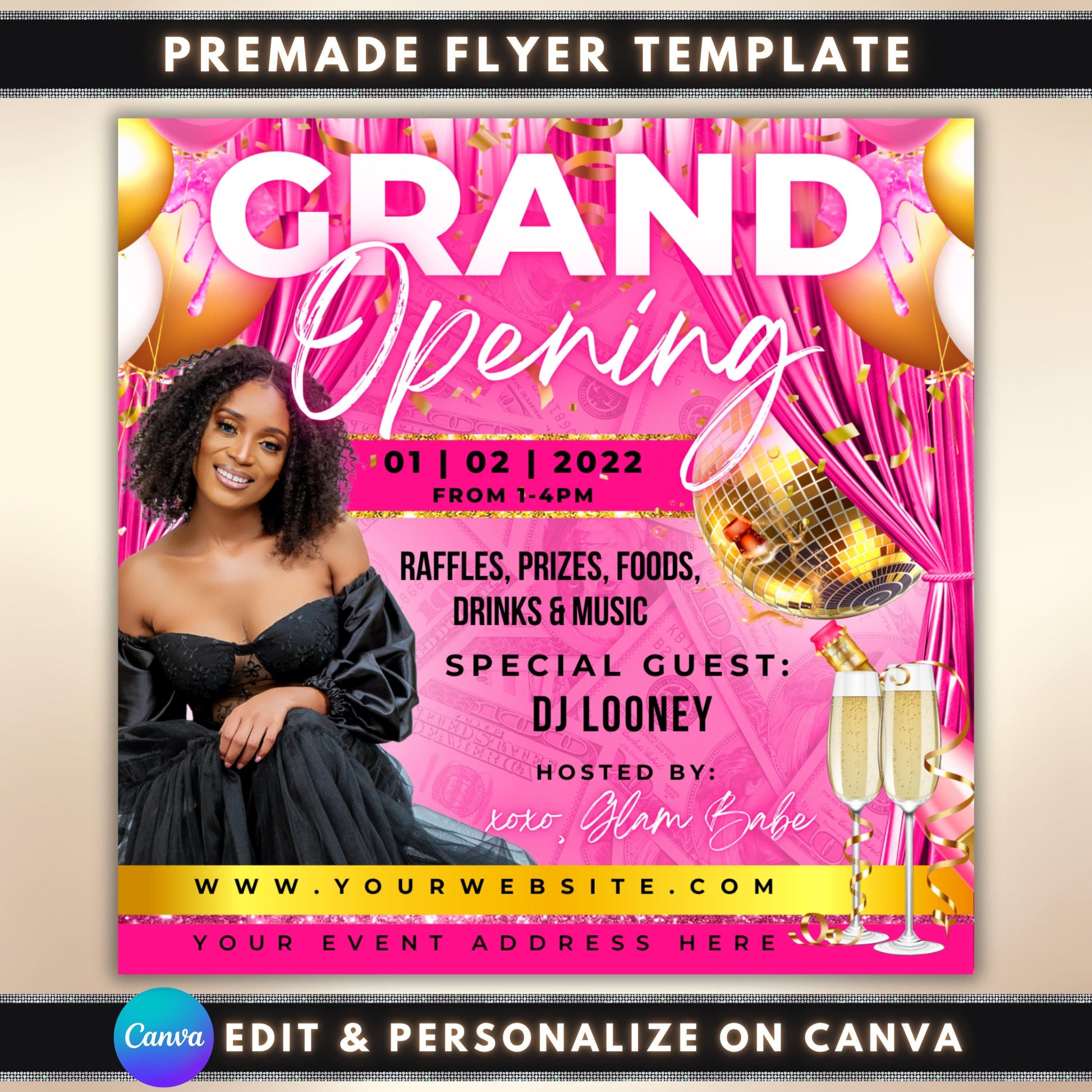 Grand Opening
Raffle
Games
Prizes
Promotions
Customizable invitation or flyer
grand opening flyer  
raffle event flyer  
editable canva flyer  
business launch invite  
small business flyer  
grand reopening template  
opening day flyer  
canva event poster  
store opening flyer  
prizes and games flyer  
grand opening invitation  
editable event flyer  
launch party flyer