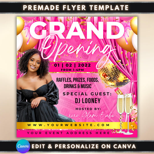 Grand Opening
Raffle
Games
Prizes
Promotions
Customizable invitation or flyer
grand opening flyer  
raffle event flyer  
editable canva flyer  
business launch invite  
small business flyer  
grand reopening template  
opening day flyer  
canva event poster  
store opening flyer  
prizes and games flyer  
grand opening invitation  
editable event flyer  
launch party flyer