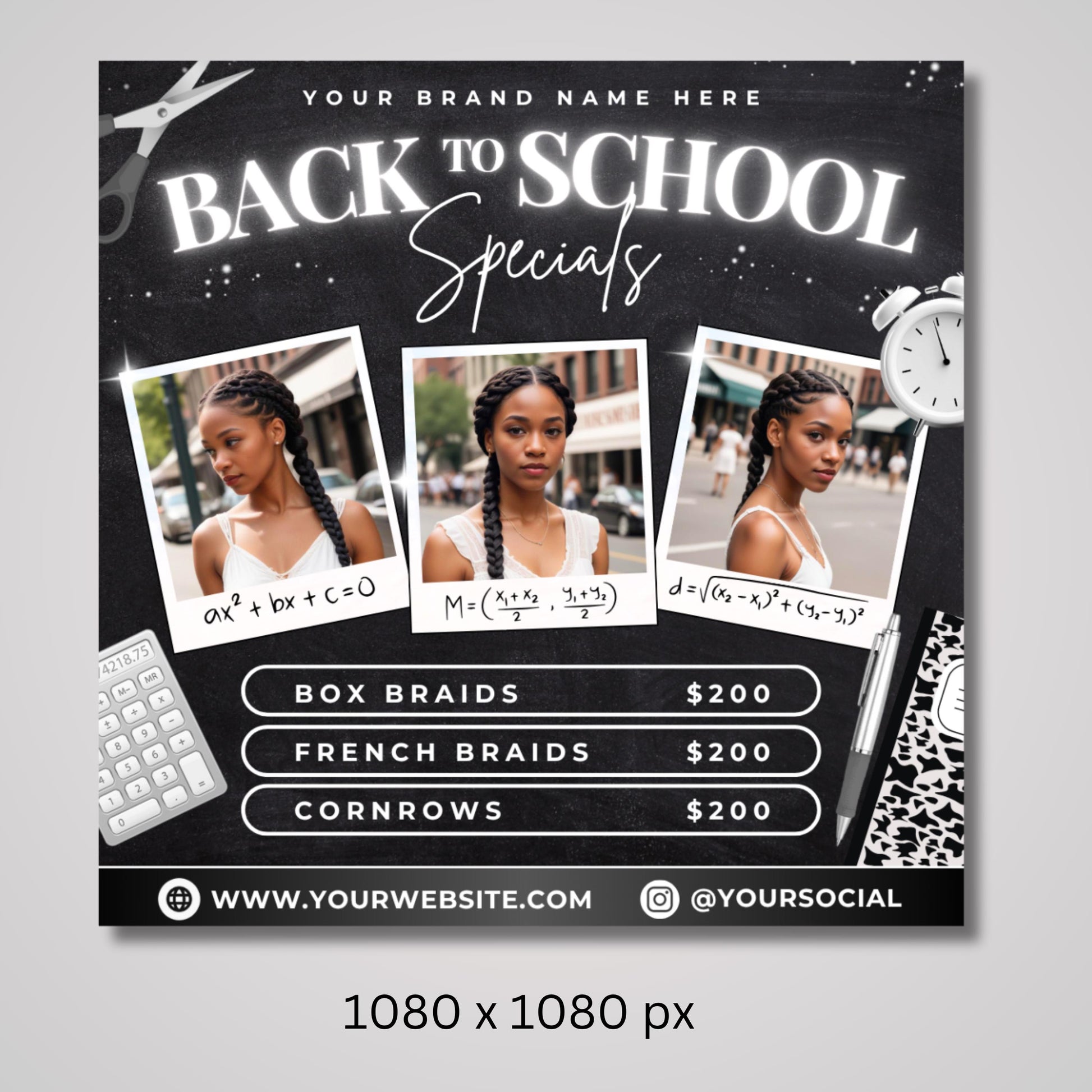 Back To School Flyer, Back to School Specials Flyer, Back to School Hair flyer, DIY Canva Template, Back 2 School Flyer, Braid Special Flyer