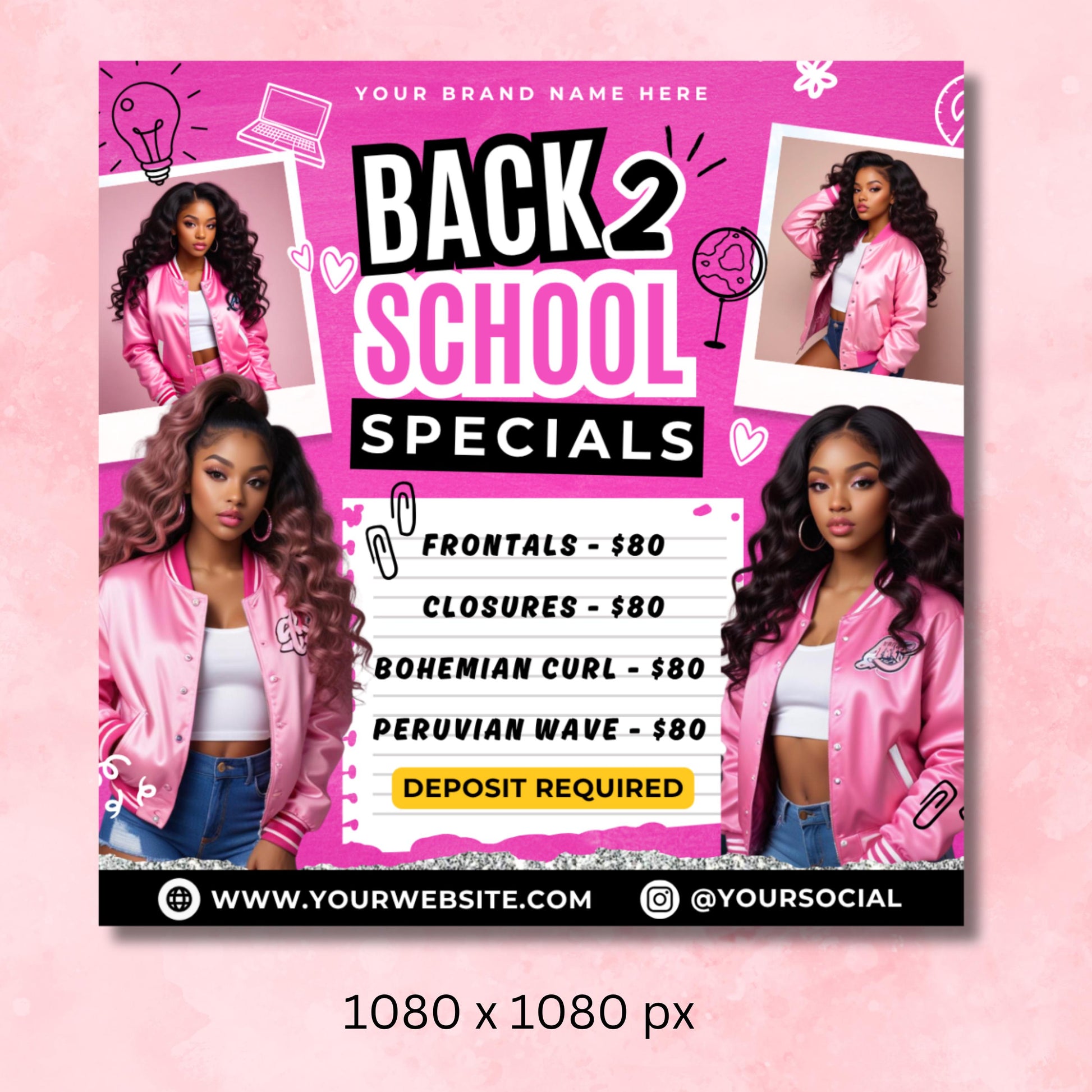 Back to School Specials Flyer, Back 2 School Hair Flyer, DIY Canva Template, Hair Deals Beauty Flyer, Braids Special Hair Stylist Flyer
