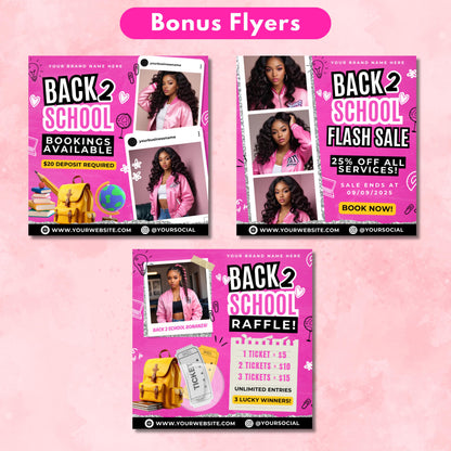 Back to School Specials Flyer, Back 2 School Hair Flyer, DIY Canva Template, Hair Deals Beauty Flyer, Braids Special Hair Stylist Flyer