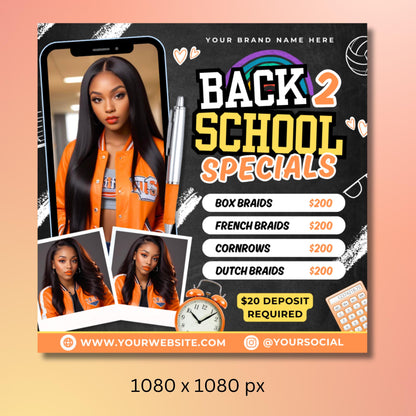 back to school flyer  
back to school hair flyer  
back 2 school flyer  
booking flyer  
diy canva template  
hair stylist flyer  
editable braid flyer  
salon booking flyer  
beauty flyer template  
flash sale flyer  
raffle flyer template  
hair promo flyer  
canva flyer for braiders