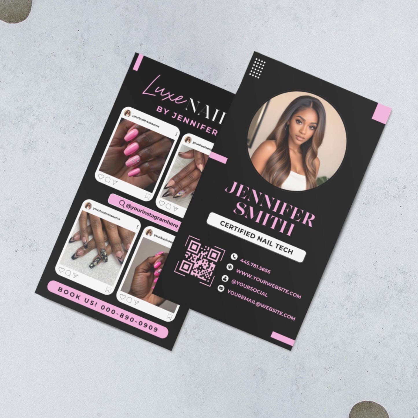 nail tech card
business card
instagram card
canva template
digital download
qr code card
diy business card
lash tech card
vertical card
beauty business
salon business
editable card
custom card
