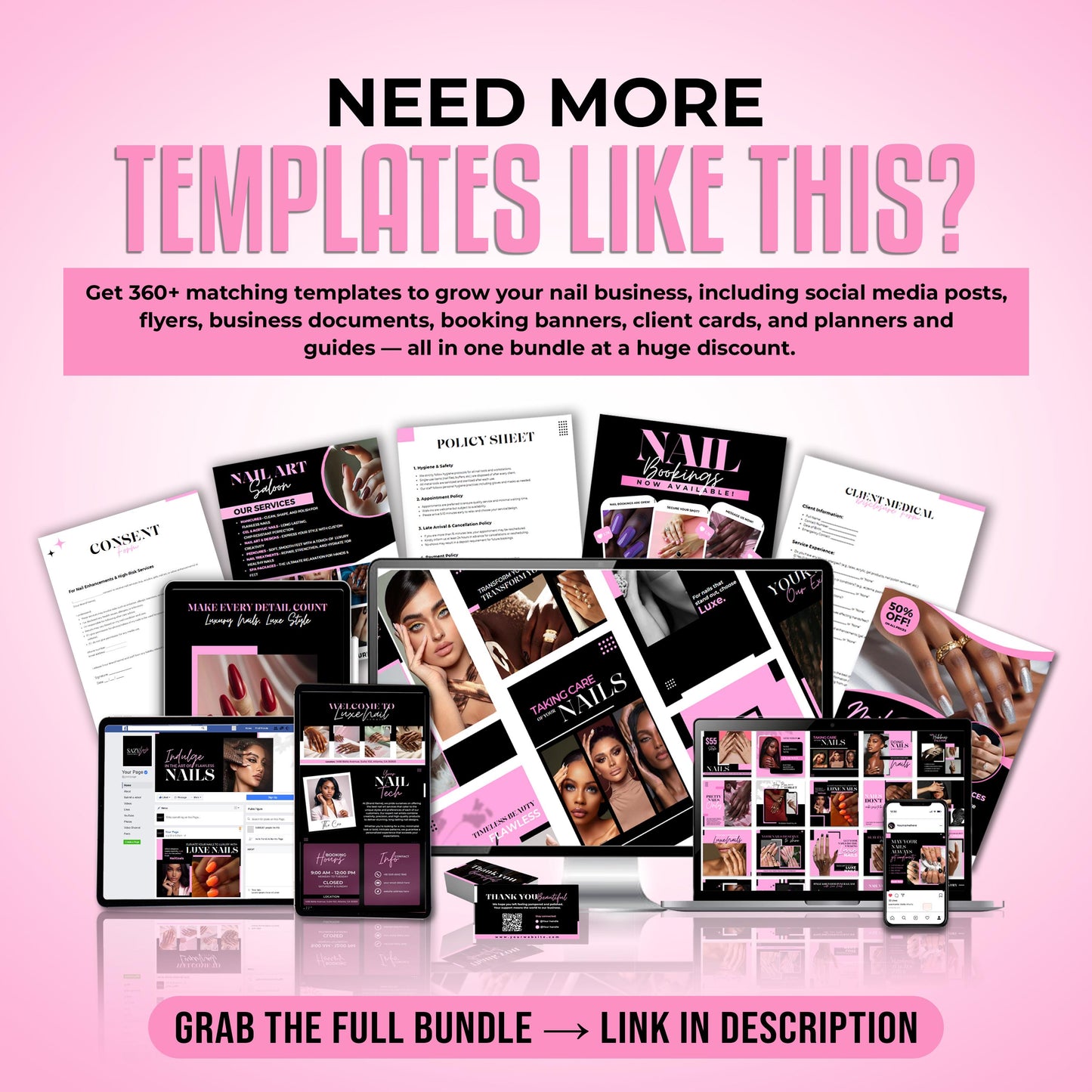 nail salon price list flyer, nail tech pricelist template, editable canva pricelist, nail services menu flyer, nail business template
