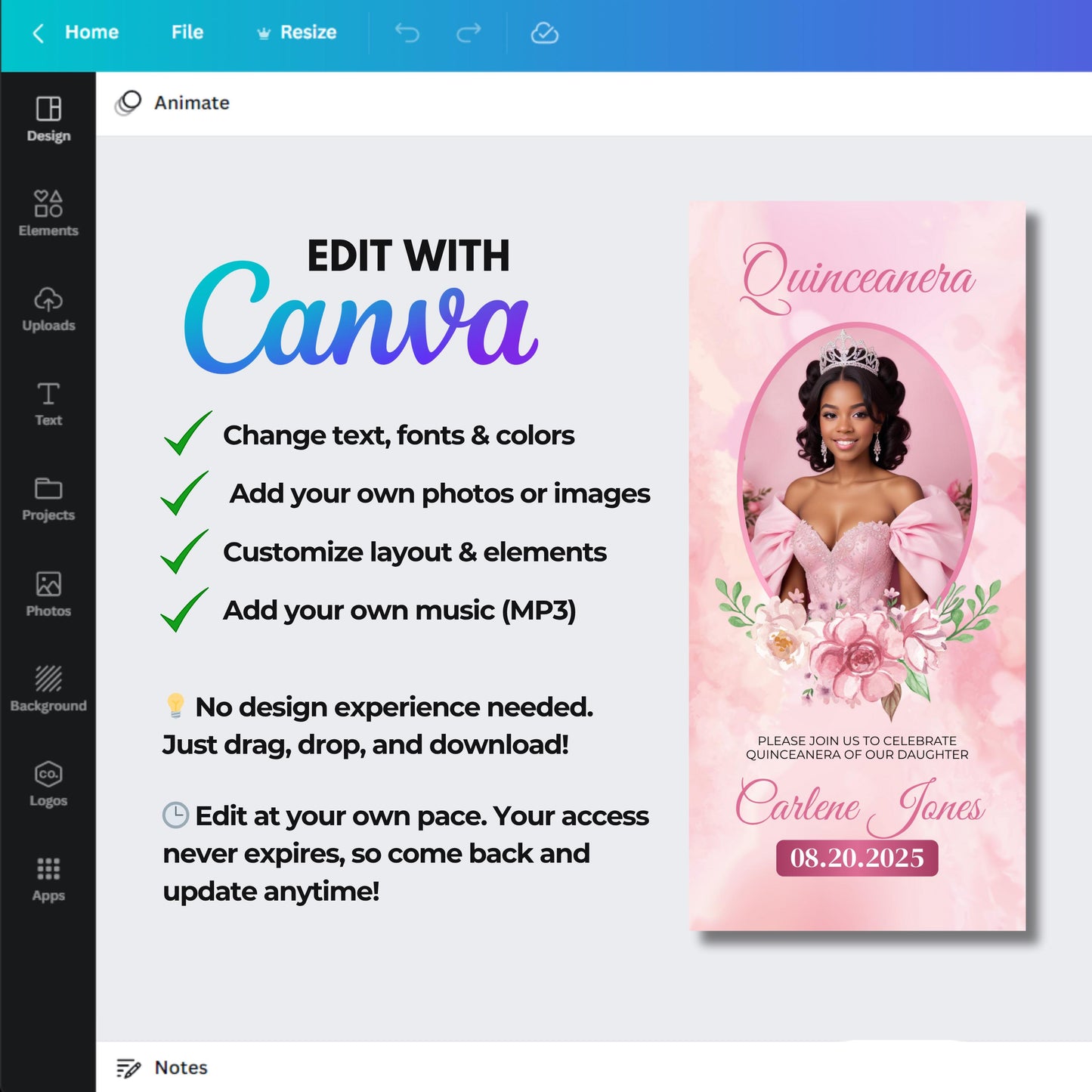 quinceañera invitation
animated invite
sweet 15 invite
xv birthday invitation
digital quinceañera
floral quinceañera
editable invite template
quinceañera evite
animated quinceañera
quinceañera video invite
instant download invite
sweet fifteen invitation
xv party invitation