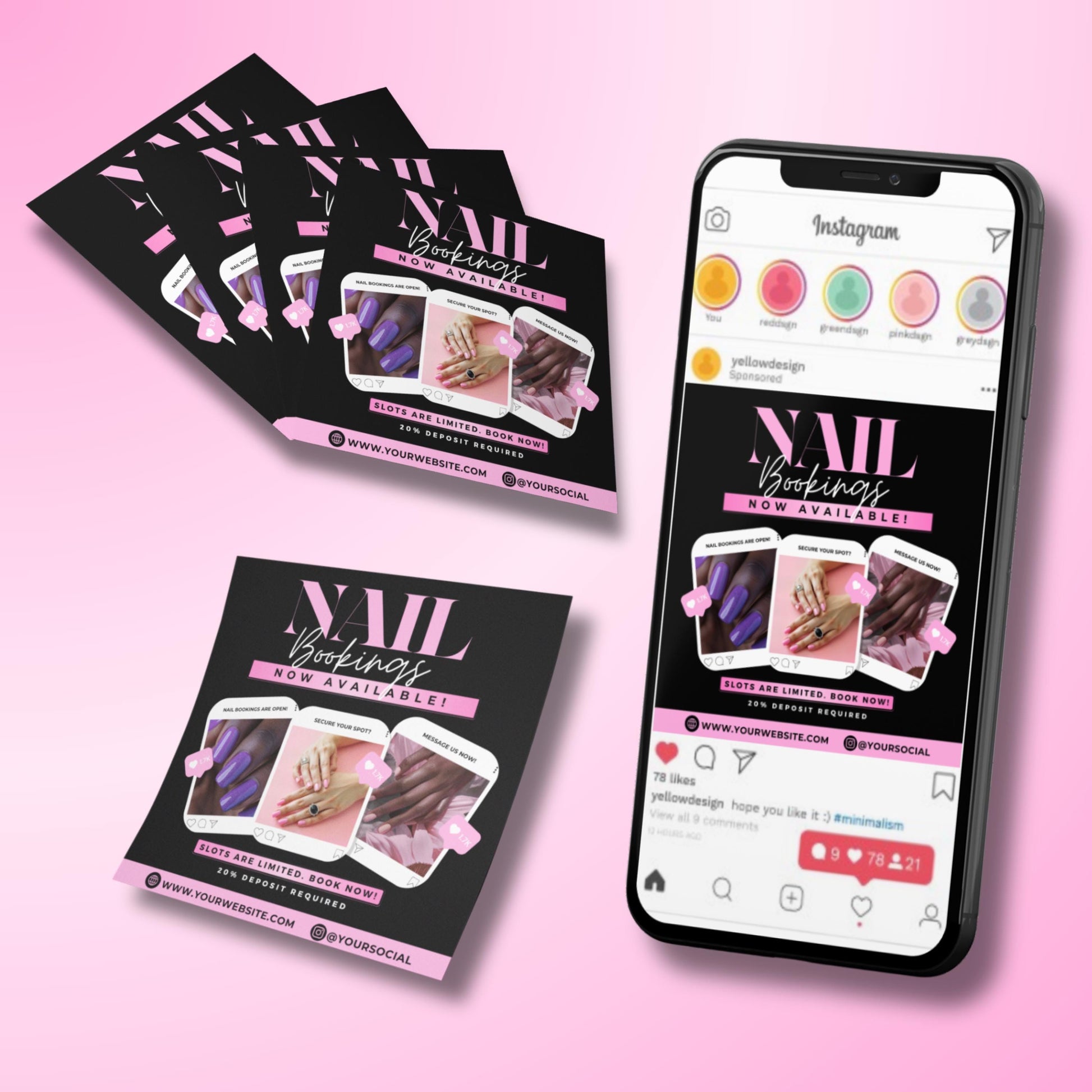 Nail Booking Flyer
Nail Tech Flyer
Editable Nail Flyer
Nail Appointment Flyer
Nail Salon Promo
Canva Instagram Flyer
nail booking flyer
canva nail flyer
nail salon flyer
nail flyer template
instagram flyer template
beauty salon flyer
booking flyer
nail appointment flyer
social media flyer
flyer for nail tech