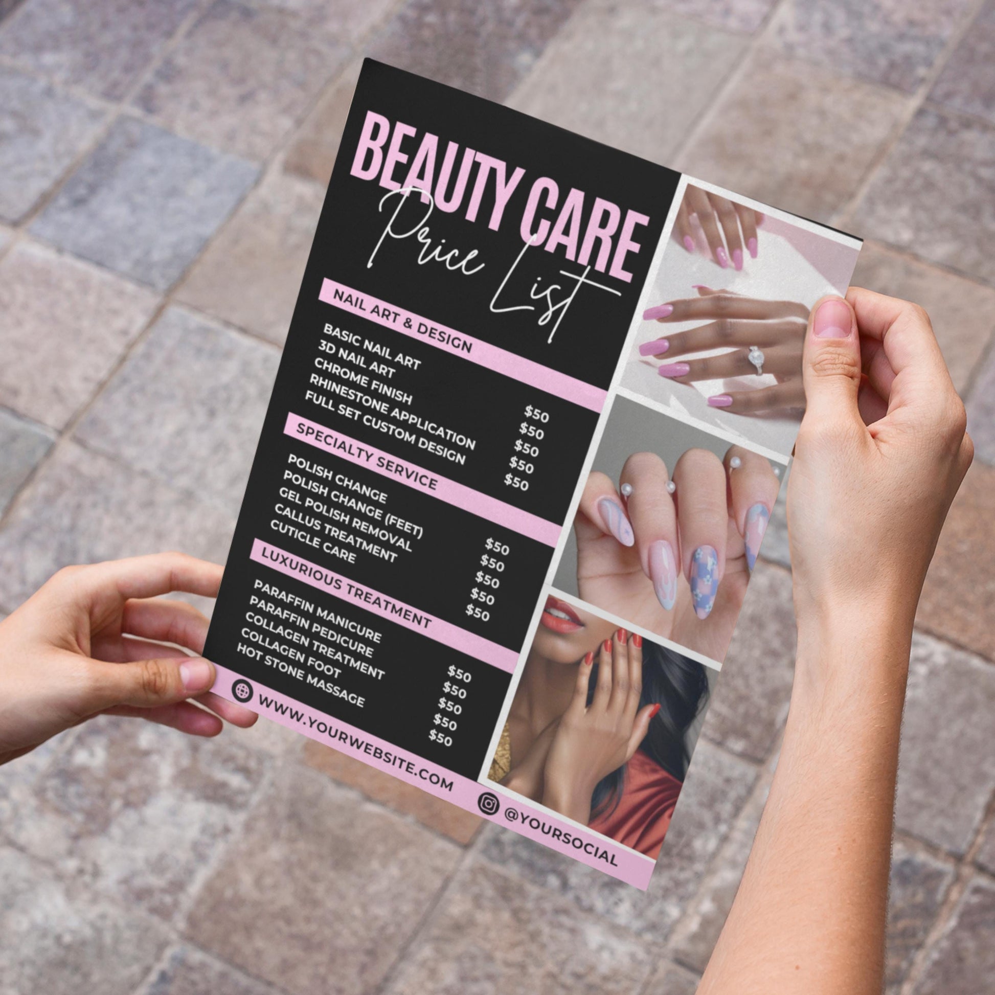 Nail Salon Price List Flyer, Nail Tech Pricelist Template, Editable Canva Pricelist, Nail Services Menu Flyer, Nail Business Template