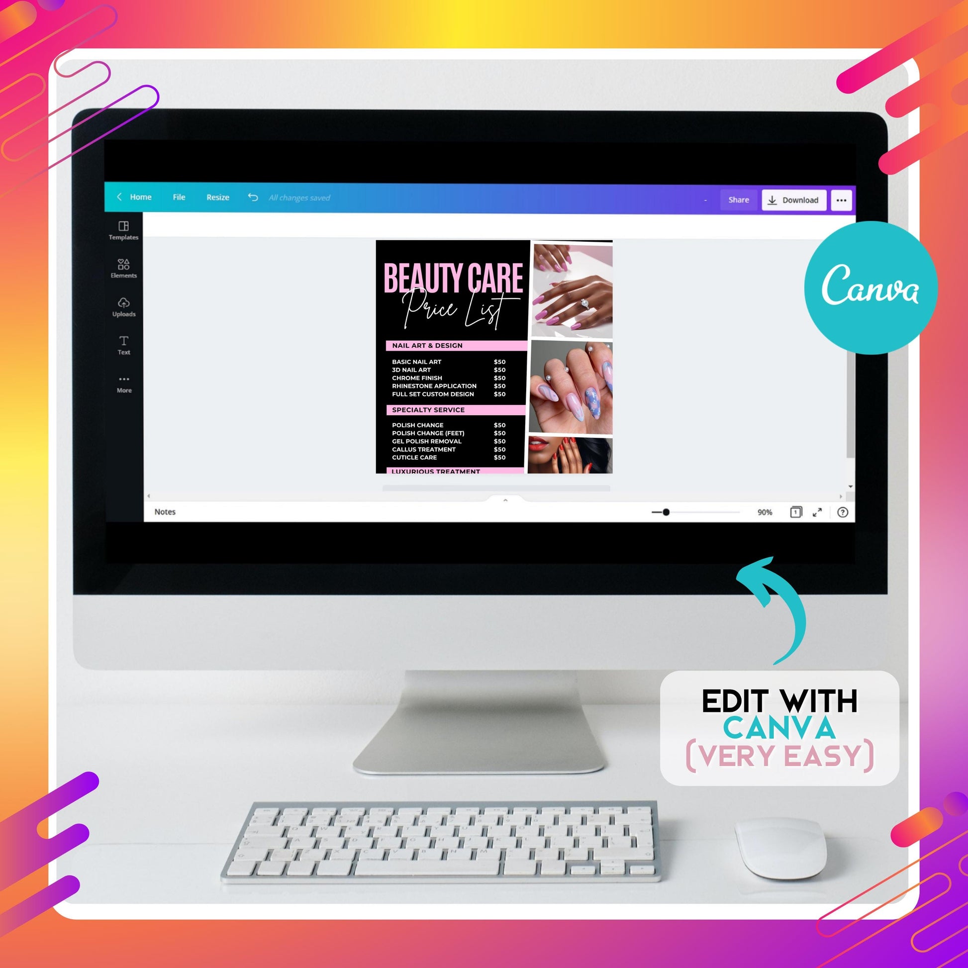 Nail Salon Price List Flyer, Nail Tech Pricelist Template, Editable Canva Pricelist, Nail Services Menu Flyer, Nail Business Template