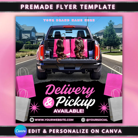 delivery flyer  
pickup flyer  
editable flyer  
canva flyer  
hair flyer  
beauty flyer  
wig flyer  
hair business  
flyer template  
canva template  
beauty business flyer  
shipping flyer  
delivery template