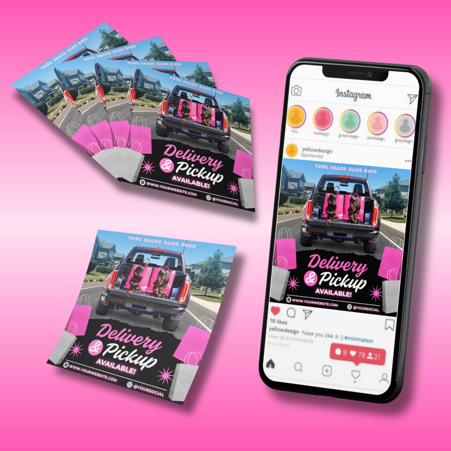 delivery flyer  
pickup flyer  
editable flyer  
canva flyer  
hair flyer  
beauty flyer  
wig flyer  
hair business  
flyer template  
canva template  
beauty business flyer  
shipping flyer  
delivery template