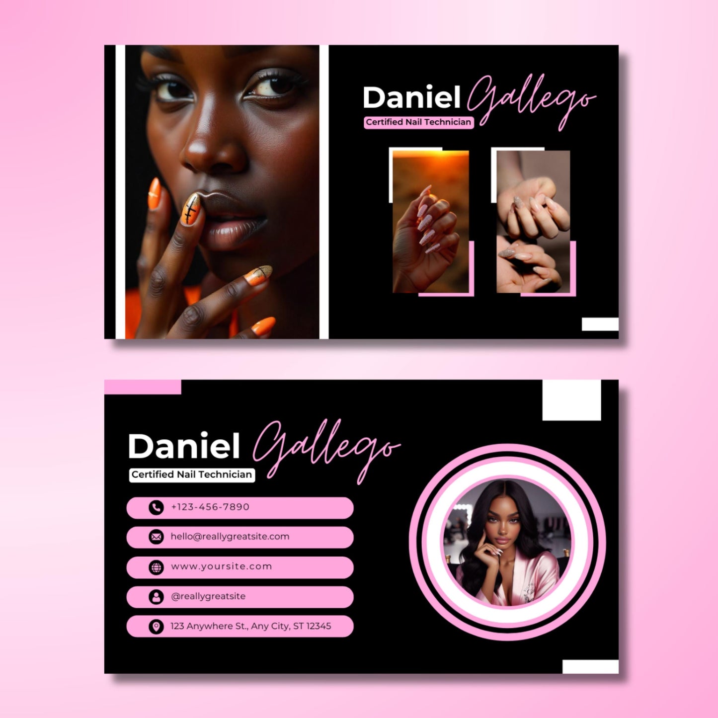 nail tech card
business card
canva template
nail technician
instagram card
beauty card
diy business
nail salon card
editable card
nail artist
lash tech card
hair business
makeup artist