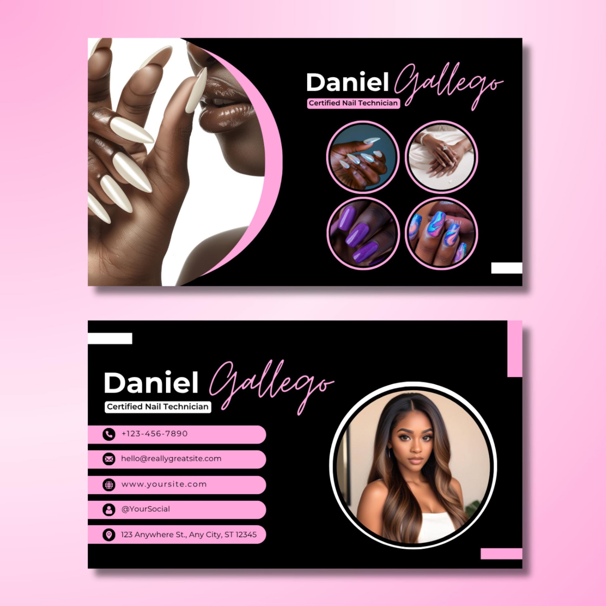 Nail Tech Business Card, Nail Technician Instagram Card, Beauty Business Card, DIY Canva Template, Nail Salon Card, Nail Artist Call Card