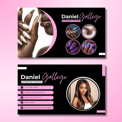 Nail Tech Business Card, Nail Technician Instagram Card, Beauty Business Card, DIY Canva Template, Nail Salon Card, Nail Artist Call Card