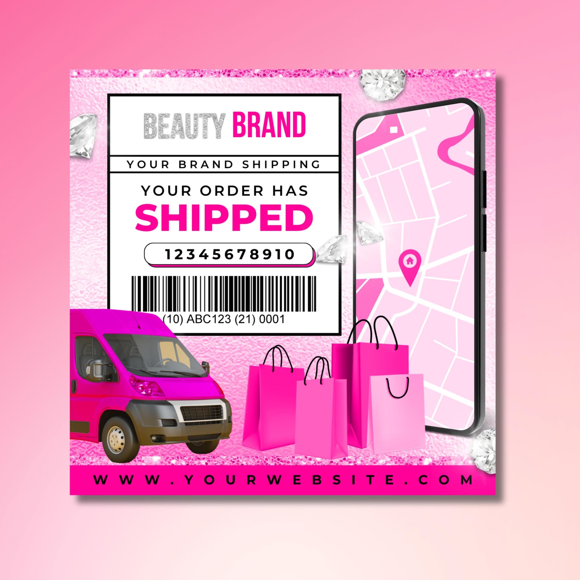 Shipped Out Flyer Template, Editable Canva Shipping Insert, Order Notification Template, Digital Beauty Business Flyer, Shipped Out Notice