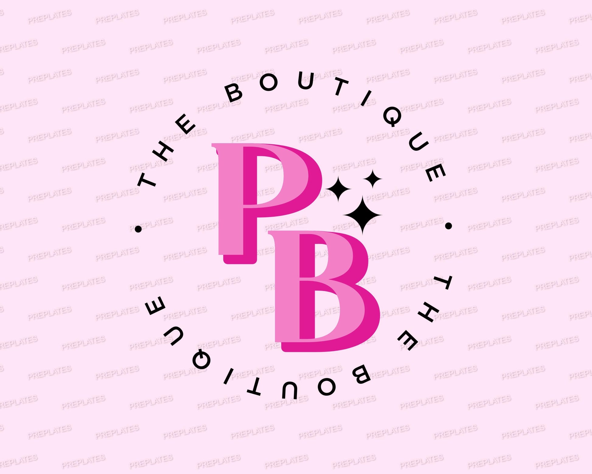 Pink Beauty Boutique editable logo set with three feminine boutique logo designs in pink tones featuring sparkle accents.