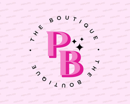 Pink Beauty Boutique editable logo set with three feminine boutique logo designs in pink tones featuring sparkle accents.