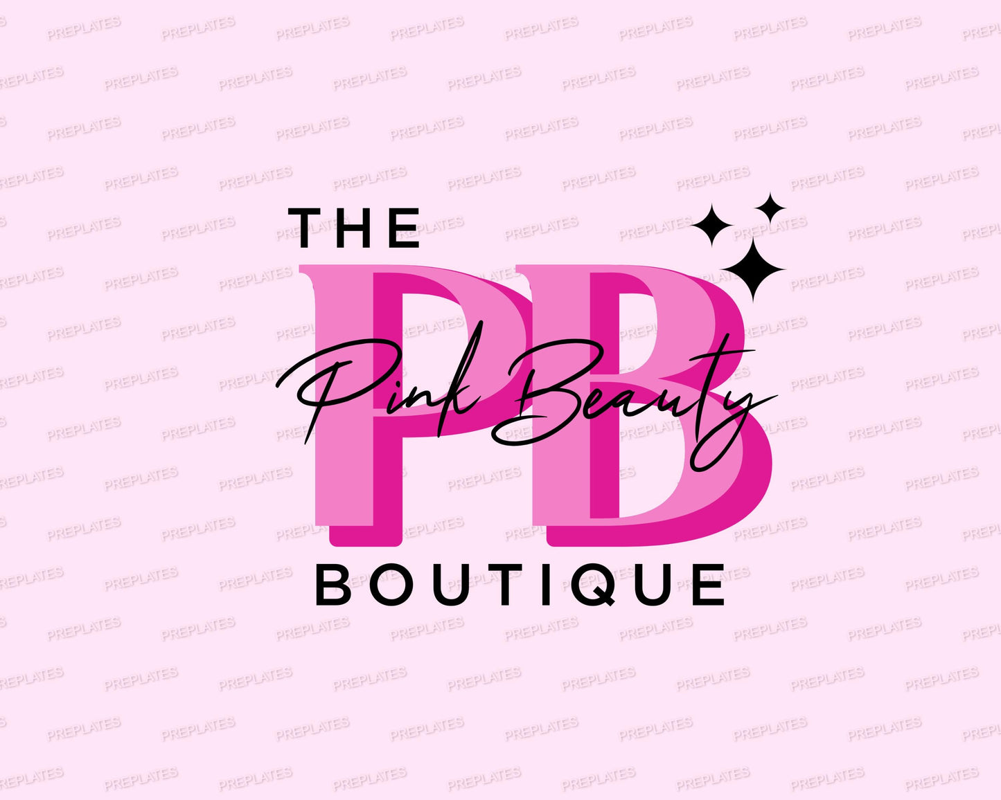 pink beauty boutique editable logo set with three feminine boutique logo designs in pink tones featuring sparkle accents.