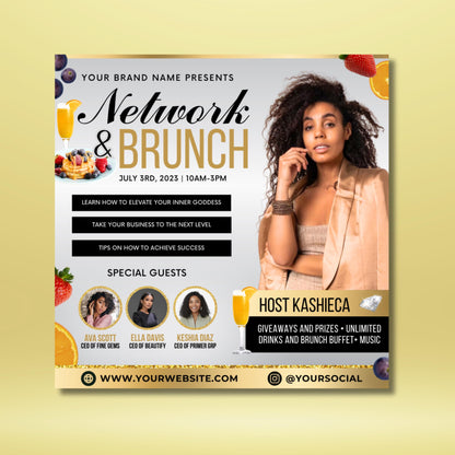 networking flyer template  
brunch event flyer  
editable canva flyer  
business mixer invitation  
women empowerment flyer  
boss babe brunch flyer  
entrepreneur event flyer  
ladies brunch flyer  
event flyer template  
canva editable invitation  
black woman flyer  
small business event  
motivational brunch flyer