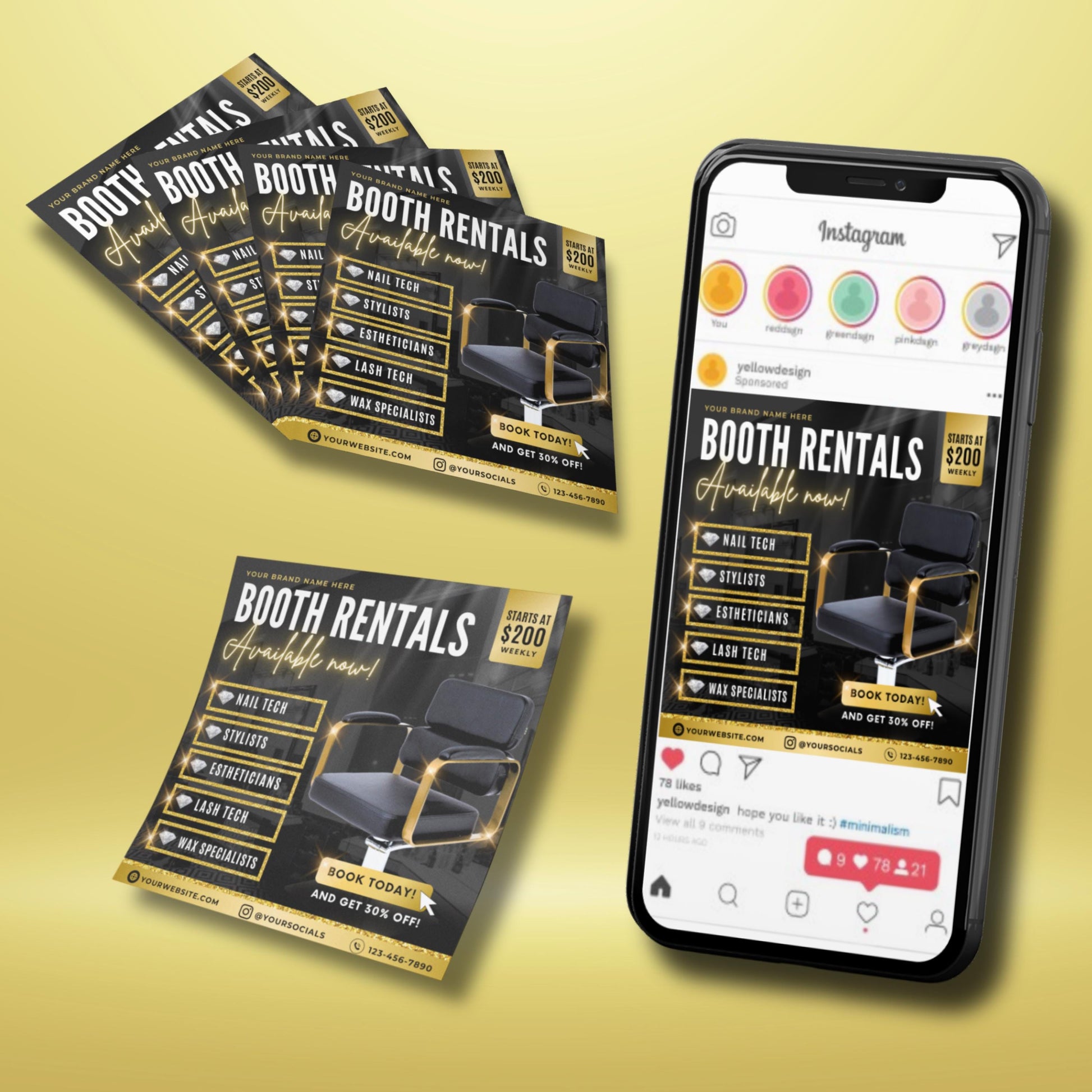 booth rental flyer  
salon chair rental template  
stylist booth rental flyer  
editable salon flyer  
nail tech rental poster  
lash tech rental flyer  
wax specialist flyer  
esthetician booth rental  
black gold flyer template  
canva salon flyer  
hair stylist rental poster  
beauty salon flyer template  
printable rental flyer