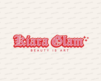 Editable Retro Beauty Logo Set with bold red vintage typography, includes 3x variations for salon, lash, nail, or glam branding.