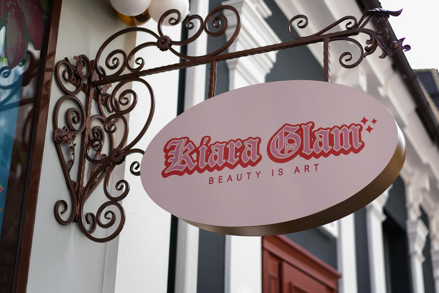 editable retro beauty logo set with bold red vintage typography, includes 3x variations for salon, lash, nail, or glam branding.