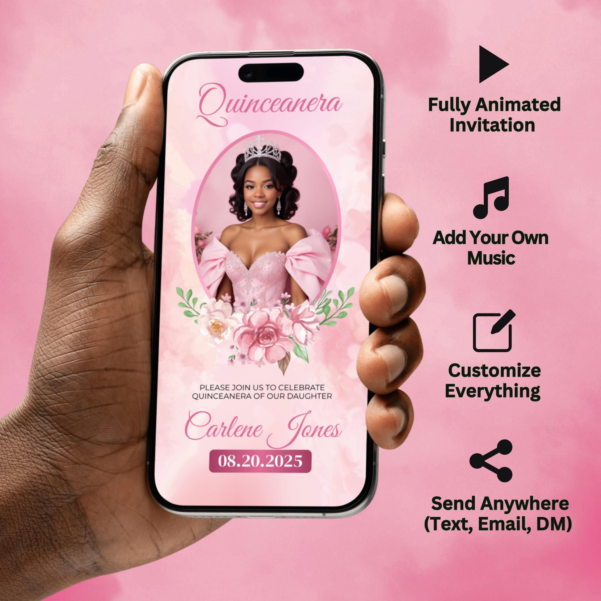 quinceañera invitation
animated invite
sweet 15 invite
XV birthday invitation
digital quinceañera
floral quinceañera
editable invite template
quinceañera evite
animated quinceañera
quinceañera video invite
instant download invite
sweet fifteen invitation
XV party invitation