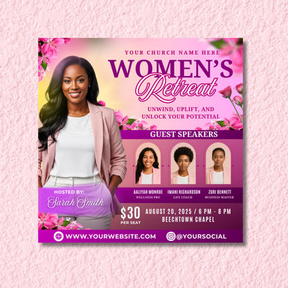 Women’s Retreat Flyer, Church Event Flyer, Editable Canva Template, Christian Conference Flyer, Faith Event Flyer, Religious Gathering Flyer
