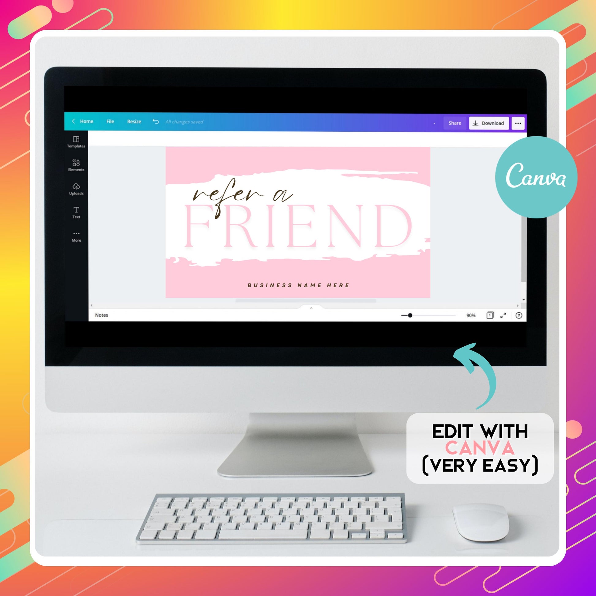 Printable referral card template front and back, customizable Canva design for discounts and customer rewards

Pink refer a friend business card template, editable Canva design for salons, spas, boutiques, and coffee shops

Editable small business referral card, Canva discount card template for referral programs and customer rewards