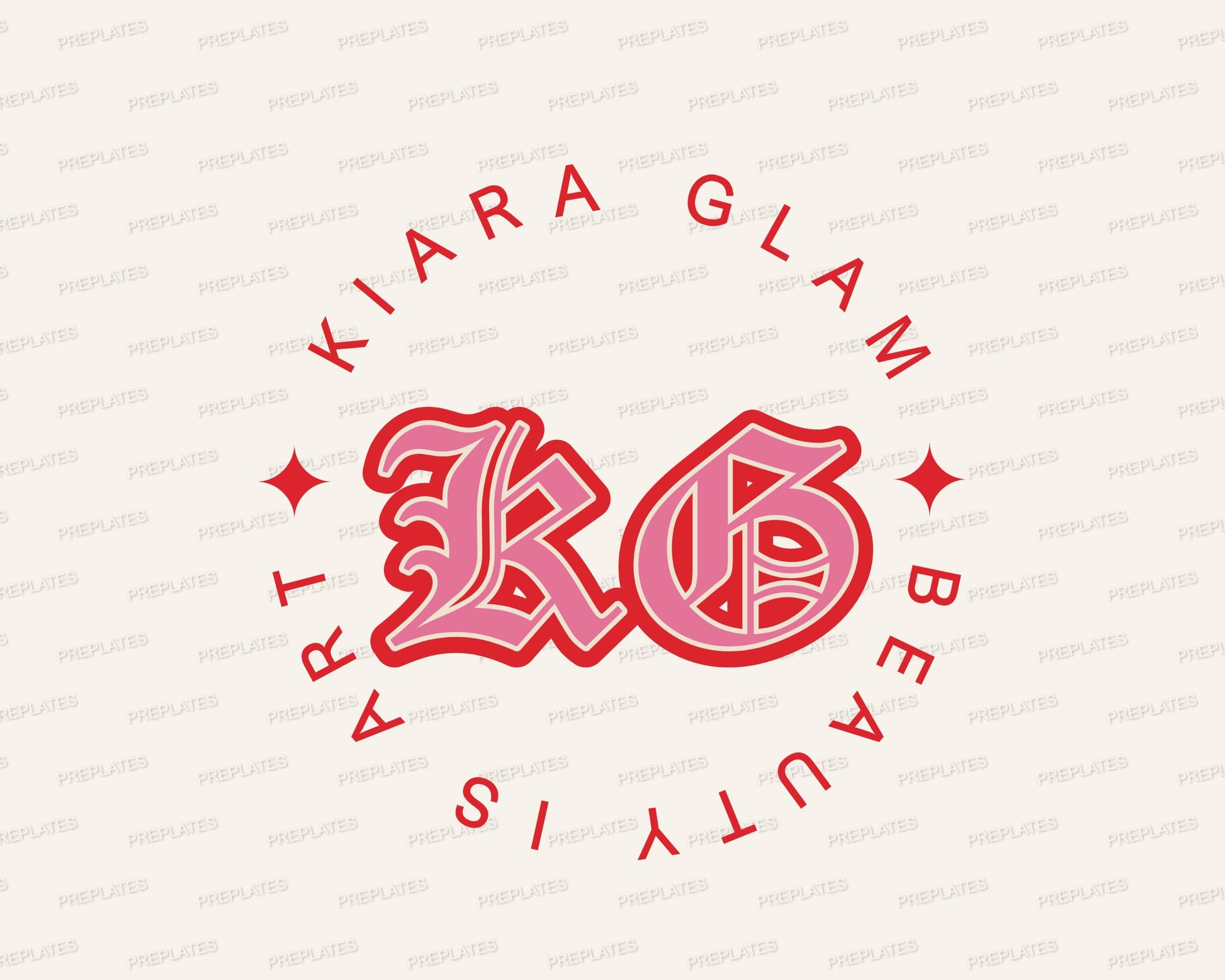 Editable Retro Beauty Logo Set with bold red vintage typography, includes 3x variations for salon, lash, nail, or glam branding.
