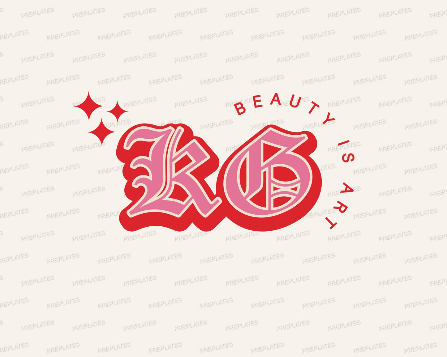 editable retro beauty logo set with bold red vintage typography, includes 3x variations for salon, lash, nail, or glam branding.